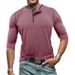 Men's Clothing Long Sleeve Henley Shirt Cotton Blend Casual T-Shirt For Autumn Winter - Slim Fit Crew Neck Tee In White, Black, Navy, Olive & More_viptrois.com