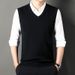 350g Pure Thickened Middle-aged Dad, Autumn And Winter Sleeveless V-neck Knitted Wool Sweater Vest For Men_viptrois.com