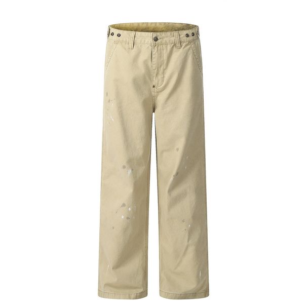 Ink Splash Jeans Men's Street Style Vintage Workwear Pants Versatile Loose Adjustable Waist Straight Long Trousers_viptrois.com