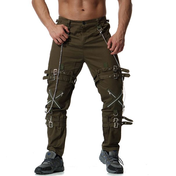 Man's clothing Fashion men's young men personality zipper decorated large size casual pants_viptrois.com