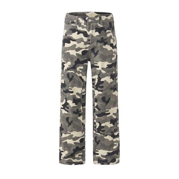 Camouflage Logging Men's Mountain Style Outdoor Casual Straight Long Pants American Street Fashion Workwear Loose Jeans_viptrois.com