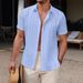 Men's Clothing Summer Beach Shirt Lace Casual Short Sleeve High End Non Iron Knitted Shirt_viptrois.com