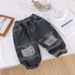 Children's clothing Boys' ripped doily jeans spring and autumn new style children's handsome casual pants boys' versatile pants trendy_viptrois.com