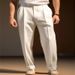 Men's Clothing Formal Business Suit With Pleated Buttons And Slanted Pockets, Solid Color, Comfortable Everyday Straight Leg Fashion Trousers_viptrois.com