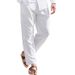 Men's Clothing Men's Linen Trousers Drawstring Elastic Waist Solid Color Comfortable Breathable Outdoor Daily Street Wear_viptrois.com
