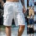 Men's Cotton-Linen Work Shorts - Breathable Outdoor Drawstring Waist With Multiple Pockets, Loose Fit Casual Shorts_viptrois.com