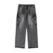Men's Clothing Distressed Work Jeans For Men Spring And Summer New Style Side Three Dimensional Pockets Straight Pants Textured Loose Long Pants_viptrois.com