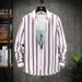 Men's Korean Style Striped Long Sleeve Shirt – Casual Cotton Shirt With Trendy Patterns (Black/White/Navy, M-5XL)_viptrois.com