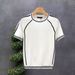 Men's Clothing Summer New Style Ice Silk Thin Knitted Short Sleeved T Shirt Contrast Color Slim Bottoming Shirt_viptrois.com