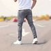 Men's Slim Fit Ripped Jeans | Distressed Skinny Denim Pants With Faded Wash | Stretch Comfort Tapered Leg For Casual Street Style_viptrois.com