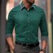New Street Fashion Color Matching Long Sleeved Shirt Fashion Business Casual Slim Men's Shirt_viptrois.com