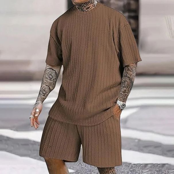 Men's Clothing Texture Loose Summer Vacation Suit Men's Short Sleeved Suit_viptrois.com