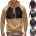 Autumn And Winter New Casual Men's Hooded Sweatshirt Contrast Color Stitching Plus Velvet Jacket Men_viptrois.com