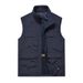 Men's Stand Collar Vest – Quick-Dry, Multi-Pocket Design, Plus Size, Solid Colors For Casual & Outdoor Wear_viptrois.com