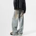Abandoned Earth Style Wide Jeans Men's Spring American High Street Dirty Loose Straight Leg Casual Pants_viptrois.com