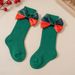Children's Socks autumn and winter middle tube socks baby infant small children newborn bow Christmas long tube socks_viptrois.com