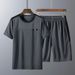 Men's Clothing Middle aged and elderly men's casual suits summer men's short sleeved shorts dad's loose clothes grandfather thin two piece suit_viptrois.com