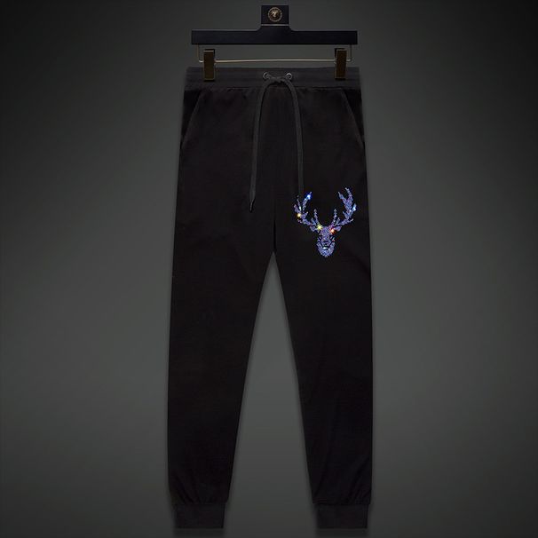 Men's Clothing Hot Diamond Sheep Head Drape Casual Trousers For Men With Elastic Loose Ice Silk Large Size Business_viptrois.com