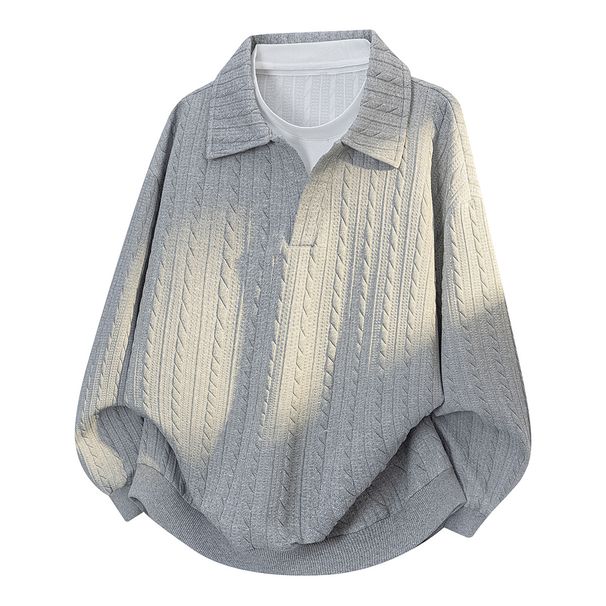 Oversized Layered Collar Sweatshirt For Men, Casual Long Sleeve Pullover, Streetwear Fashion For Spring & Autumn_viptrois.com