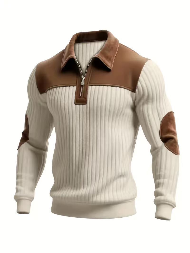 Men's & Women's Zip-Up Knit Sweater – Classic Stand Collar Embroidered Pullover For Casual & Work (Gray/Army Green/Navy/Khaki/Black, S-Xxxl)_viptrois.com