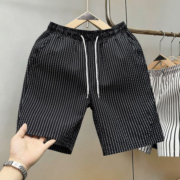 Men's Korean Style Slim Fit Quick Dry Striped Shorts Summer Thin Beach Outerwear Trendy_viptrois.com