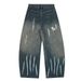 Men's Loose Fit Washed Tie-Dye Denim Pants Punk Wasteland Style Paint Splatter Niche Casual_viptrois.com