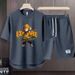 Men's Clothing 2024 Waffle Casual Summer Suit Men's Loose Teen Short sleeved T shirt Shorts Handsome Two piece Suit_viptrois.com