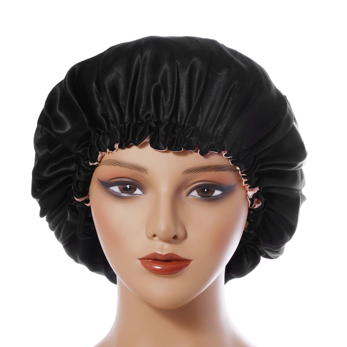 Reversible Satin Sleep Cap - Double-Sided Hair Protection With Fashionable Button Closure For Women_viptrois.com