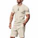 Men's Clothing Men's Summer Loose Casual Sports Simple Quick Drying Waffle Round Neck Short Sleeved Shorts Suit Men_viptrois.com