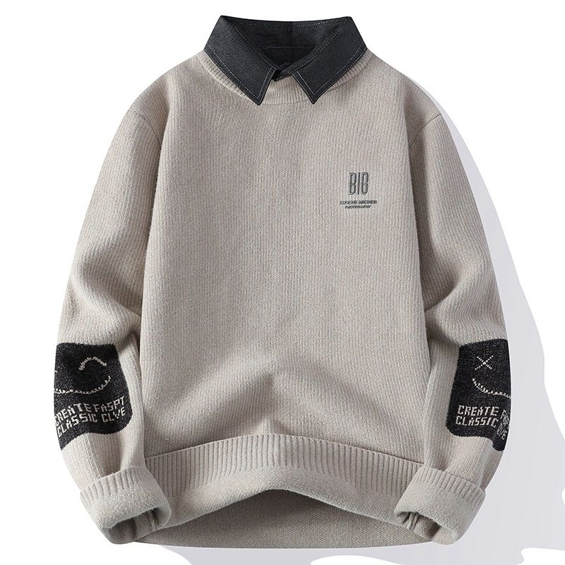 Pure Cross-Border Foreign Trade Dropshipping Hot-Selling Fashion New 2024 Autumn Winter Collar Knitted Sweater Men's Base_viptrois.com