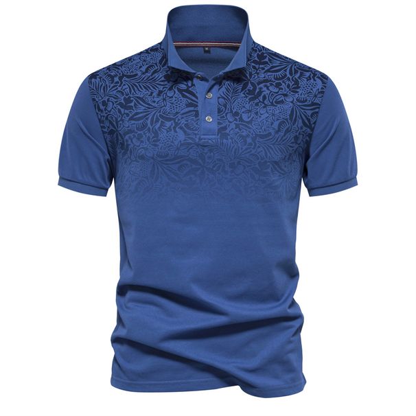 Men's Clothing POLO Shirt Business Casual Lapel Gradient Color Cotton T Shirt_viptrois.com