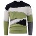 Modern Color-Block Knit Sweater – Oversized Crewneck Pullover For Men (Gray/Red/Green, M-3XL)_viptrois.com
