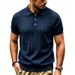 Men's Style Cable Knit Polo Shirt Summer Loose Collar Short Sleeve T-Shirt_viptrois.com
