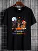 Dachshund Dog Halloween Merry Christmas Happy Hallothanksmas T-Shirt Fashion Stretched Versatile Streetwear Designer Clothes Breathable Unisex_viptrois.com