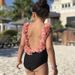 Family Clothes Family women children one-piece swimsuit solid color petal bikini bikini_viptrois.com