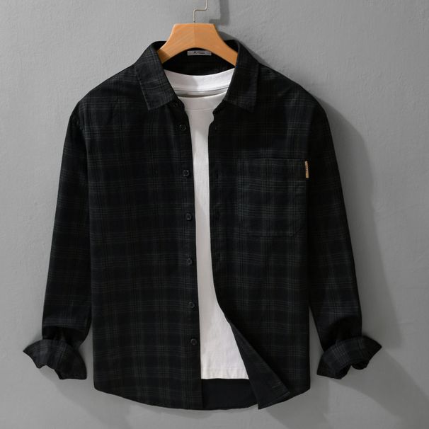 Men's Simple And Versatile Long Sleeved Shirt, Loose, Comfortable, Breathable, Fresh, Plaid Casual Shirt_viptrois.com