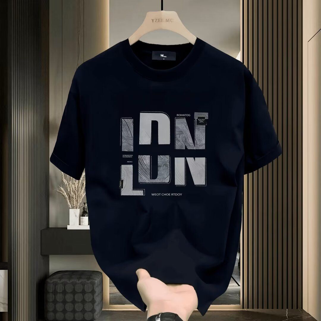 European High-End Heavyweight Men's Top Breathable Trendy Brand Soft Versatile T-Shirt Light Fashion Short Sleeve_viptrois.com