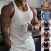 Men's Clothing Men's Knitted Vertical Stripes Fitness Fashion I Shaped Slim Vest Men's Summer Breathable Sports Vest Men_viptrois.com
