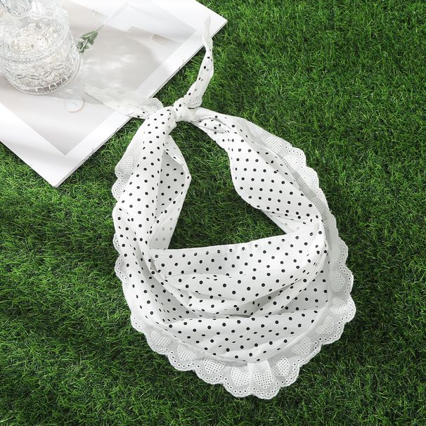 Polka Dot Triangle Headband Lace Photo Wrap Headscarf Hair Tie Girl Sun Protection Pastoral Scarf_viptrois.com