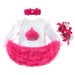 Baby clothes Baby Dresses Toddler Shoes Hair Accessories Three Piece Birthday Suit Pink Gauze Cartoon Long Sleeve Harvest Dress Baby Set_viptrois.com