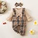 INS Hot Selling Children's Clothing Hot Selling Ribbed Cotton Tops And Plaid Jumpsuits_viptrois.com