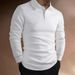 Men's Clothing Polo Shirt Solid Color Lapel Long Sleeved Tight White Top_viptrois.com