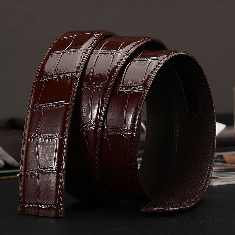 Men's Belts New Men's Headless Crocodile Pattern Automatic Buckle Belt Casual All Match Belt Strip Bare Business Double Card Slot Belt_viptrois.com