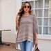 One-line collar tassel cape lady's striped cape coat_viptrois.com
