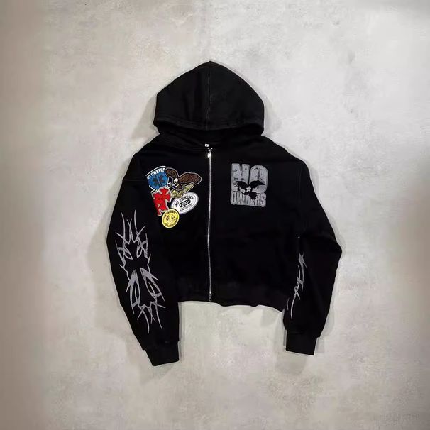 Retro Hip Hop Style 3D Digital Print Hoodies European American High Street Heavy Duty Cardigans Men's Clothing Sweatshirts_viptrois.com