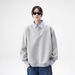 Men's Clothing Faux Two Piece Color Blocked Design Shirt Collar Sweatshirt Men's Spring And Autumn New Loose Trendy Versatile Couple Jacket Top_viptrois.com
