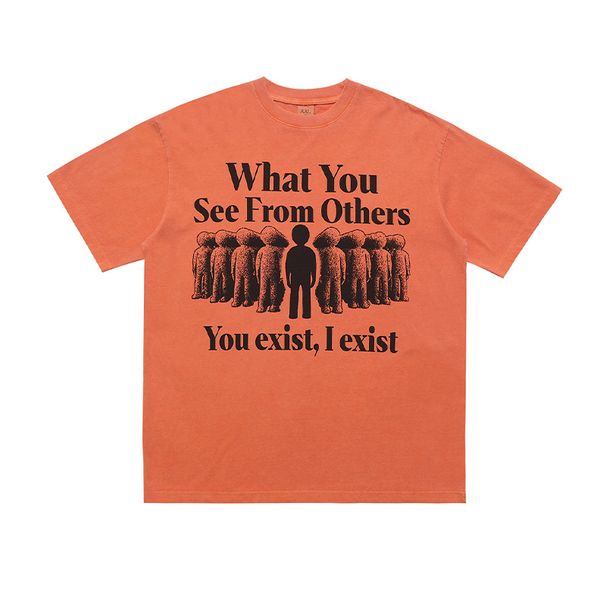 Men's Clothing Portrait Letter Print Pure Cotton Loose Short Sleeved T Shirt Street_viptrois.com
