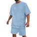 Men's Clothing Jacquard Round Neck Short Sleeved T Shirt Shorts Casual Suit_viptrois.com