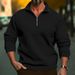 Men's Slim-Fit Half-Zip Sweatshirt – Minimalist Stand Collar Pullover, Lightweight Polyester Casual Top_viptrois.com