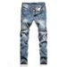 Loom Loom Cross-Border New Style Foreign Trade Fashion Trendy Distressed Retro Straight Slim Fit Button Men's European And_viptrois.com
